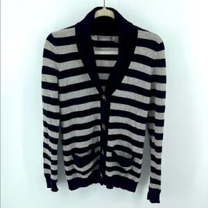 Vkoo 100% cashmere striped V-neck cardigan knit sweater sz S